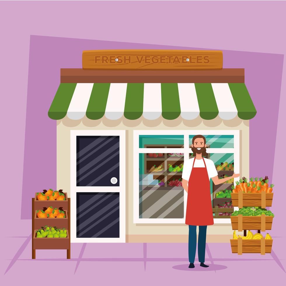 Shop seller man vector design