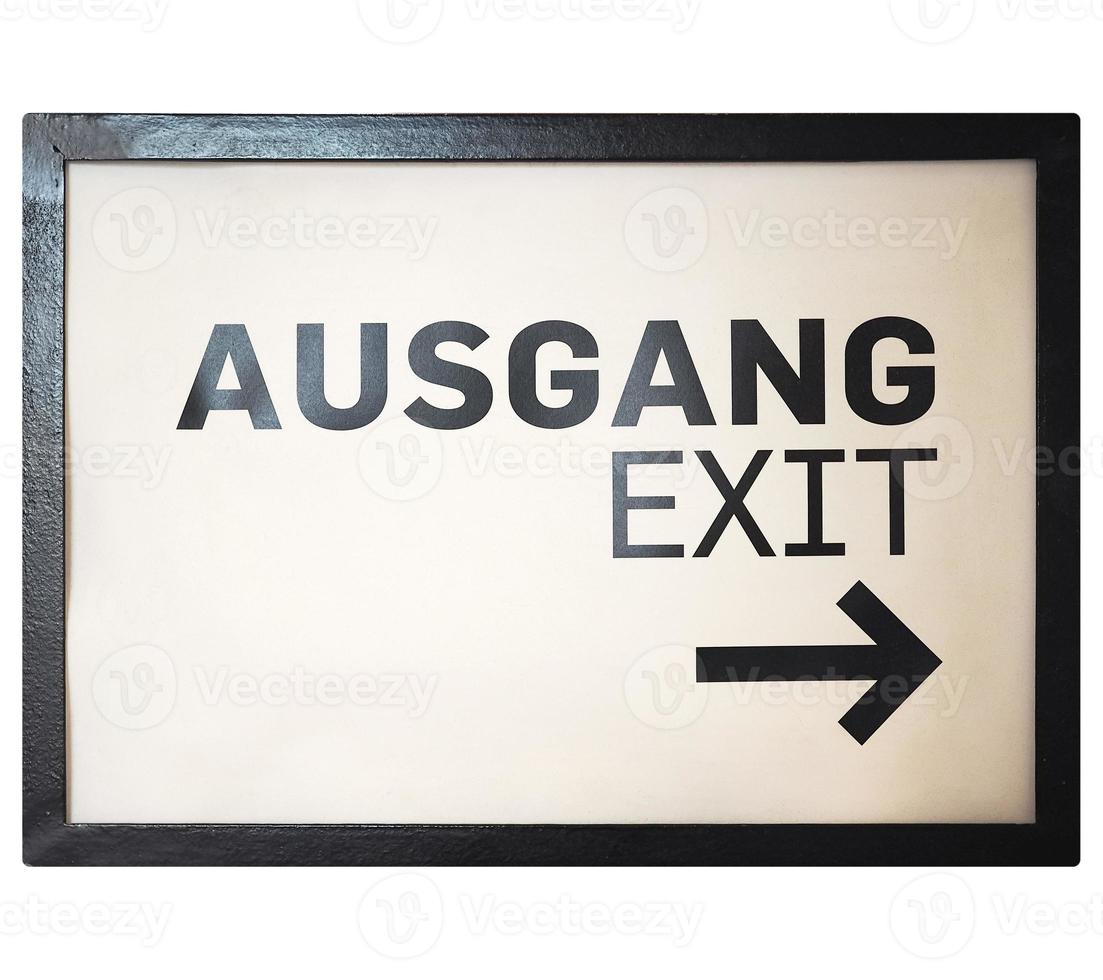 German sign isolated over white. Ausgang Exit photo