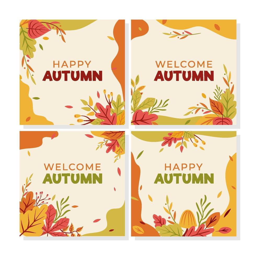 colección de tarjetas de hojas de otoño vector