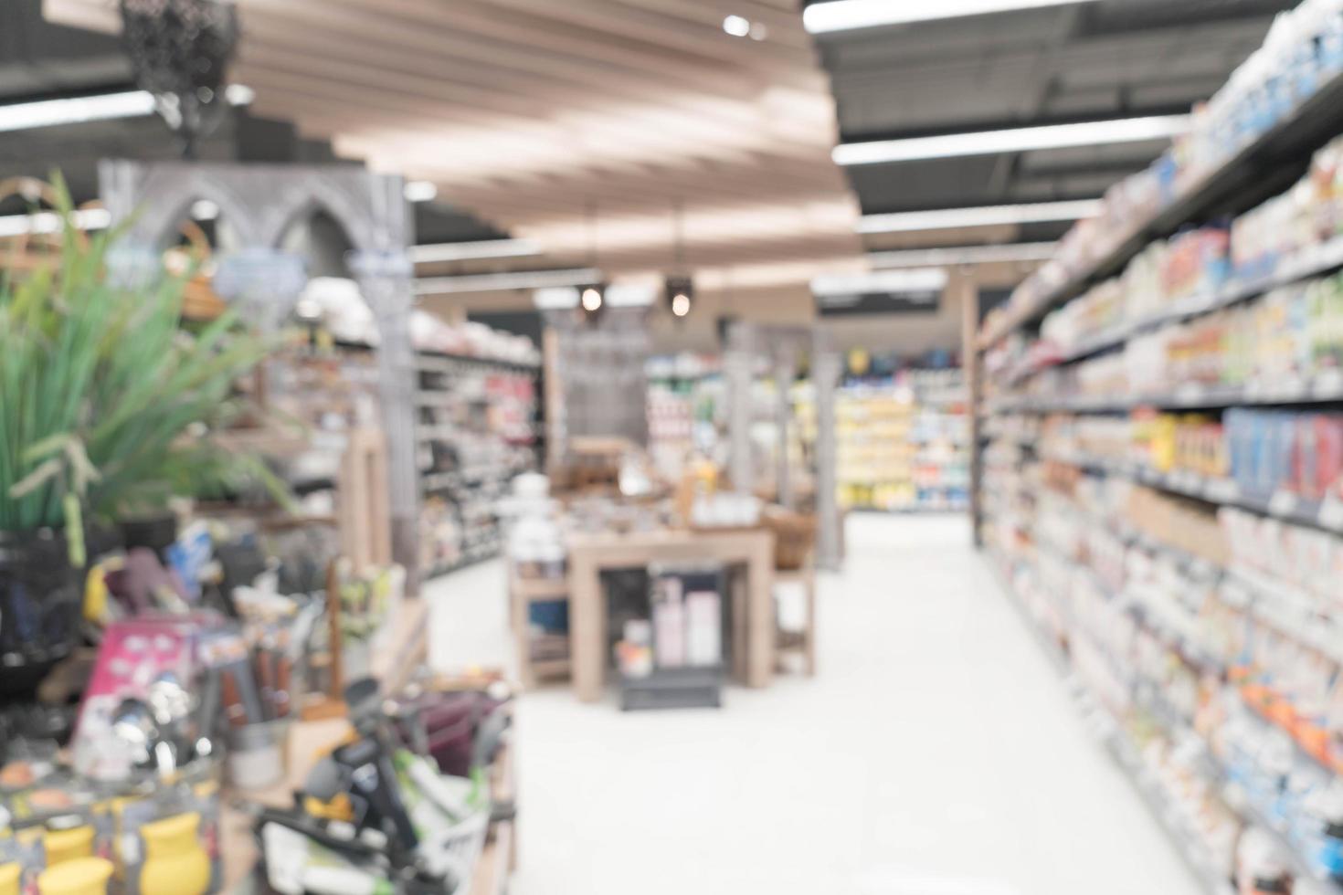 Abstract blur in supermarket for background photo