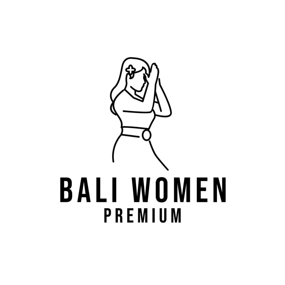 bali, mujeres, hindú, rezando, logotipo, icono, diseño vector