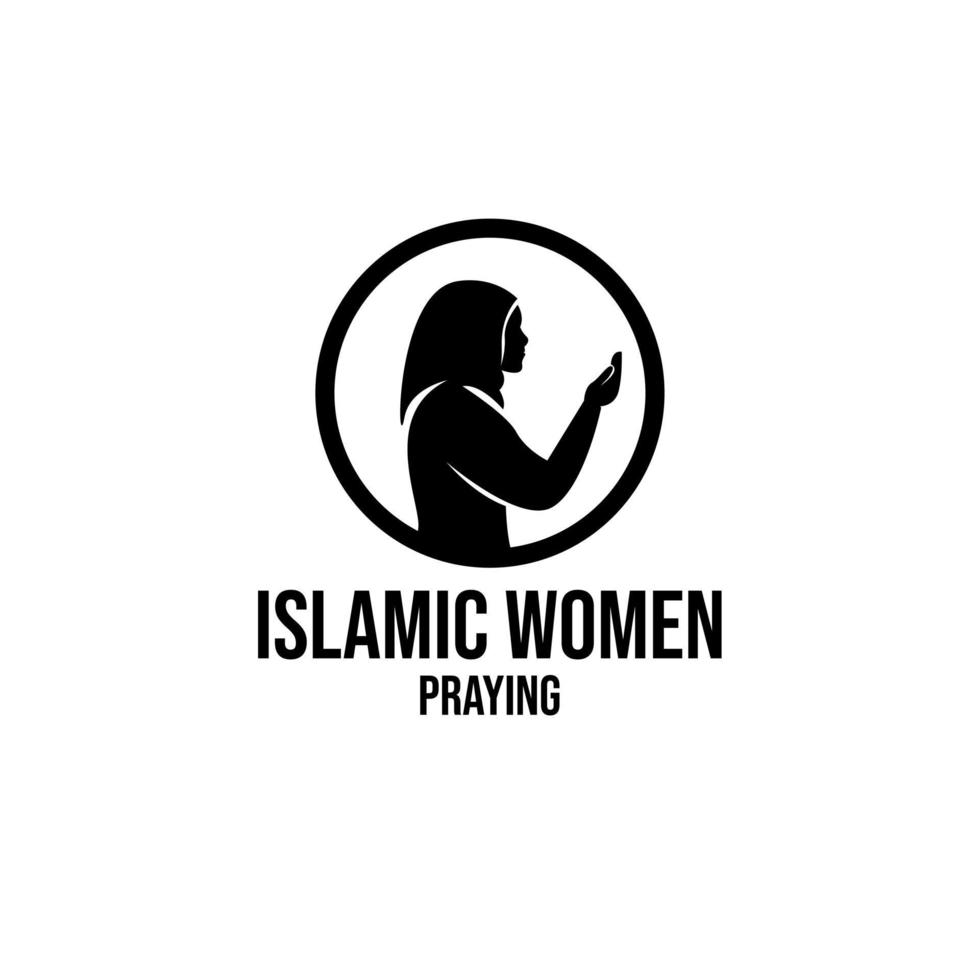 islamic women praying logo icon design vector