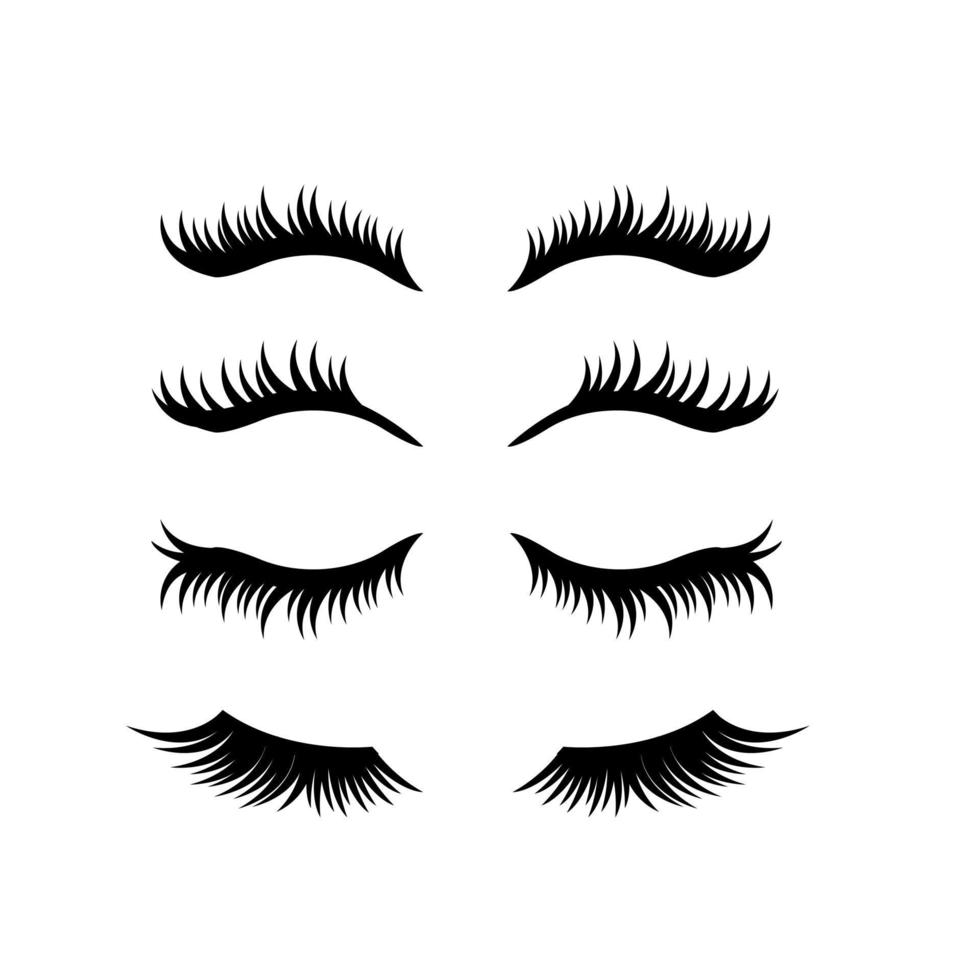 premium set collection eyelash extension beauty make up vector