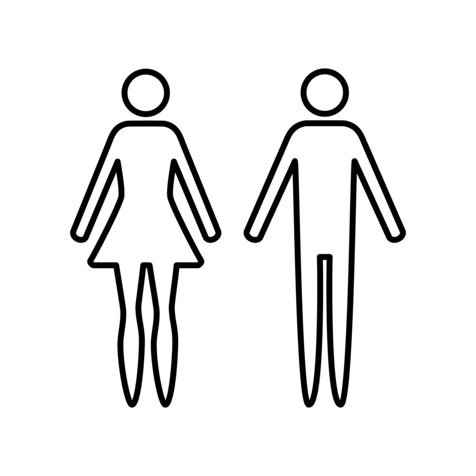 Man and woman outline icon sign. male and female toilet wc sign. vector