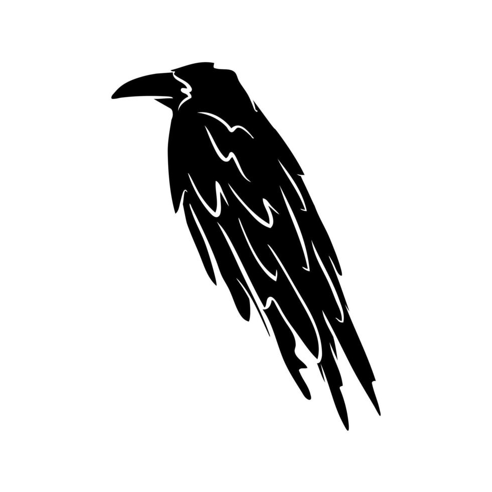 Black raven silhouette. vector