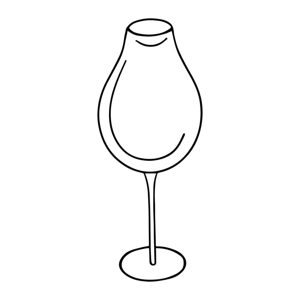 un dibujo lineal de una copa de champán o vino, dibujado a mano. vector