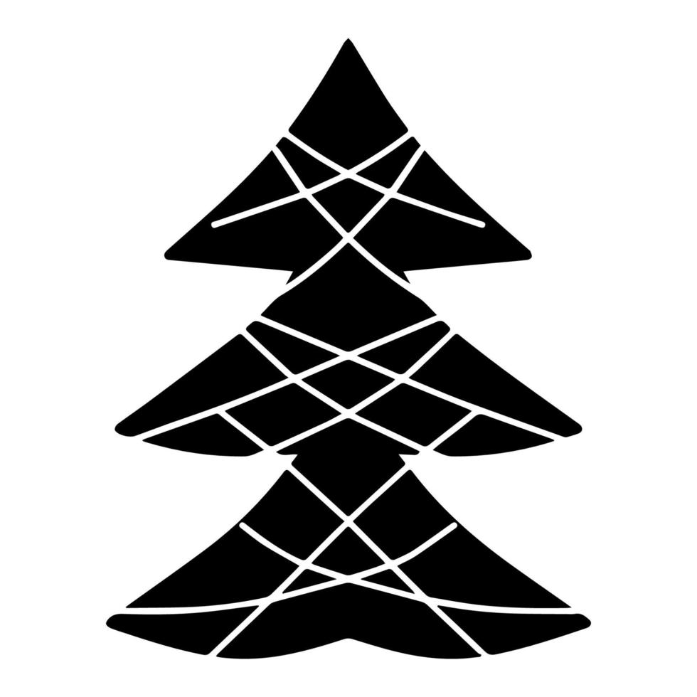 Abstract Christmas tree icon in black. vector