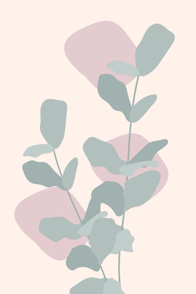 Minimalistic abstract background with eucalyptus leaves. vector