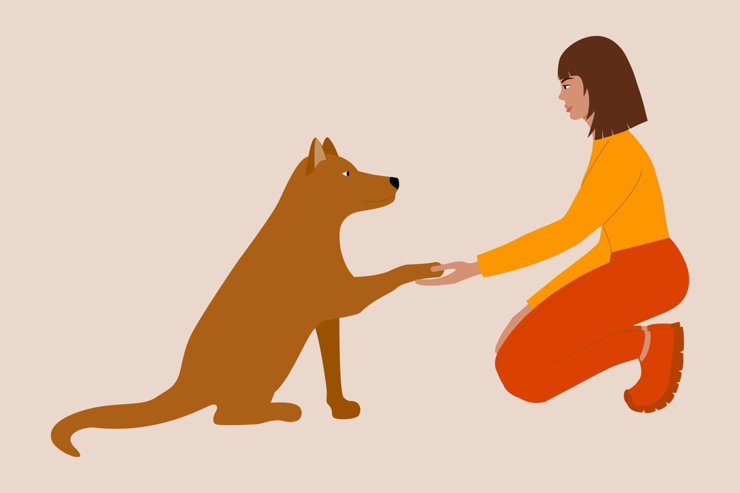 un perro y una niña. el concepto de amistad perro-humano. vector