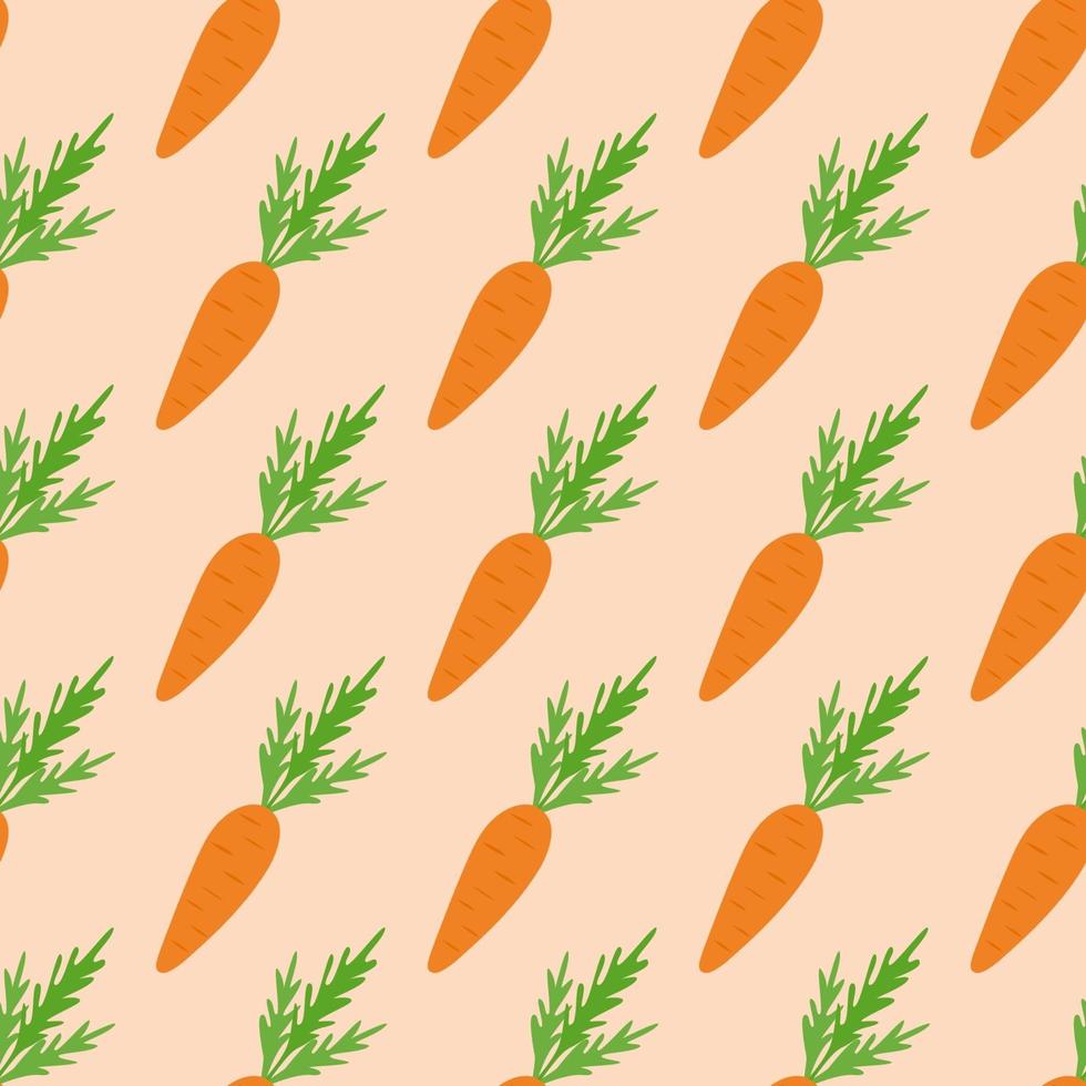 Vegetable pattern of carrots on a beige background. vector