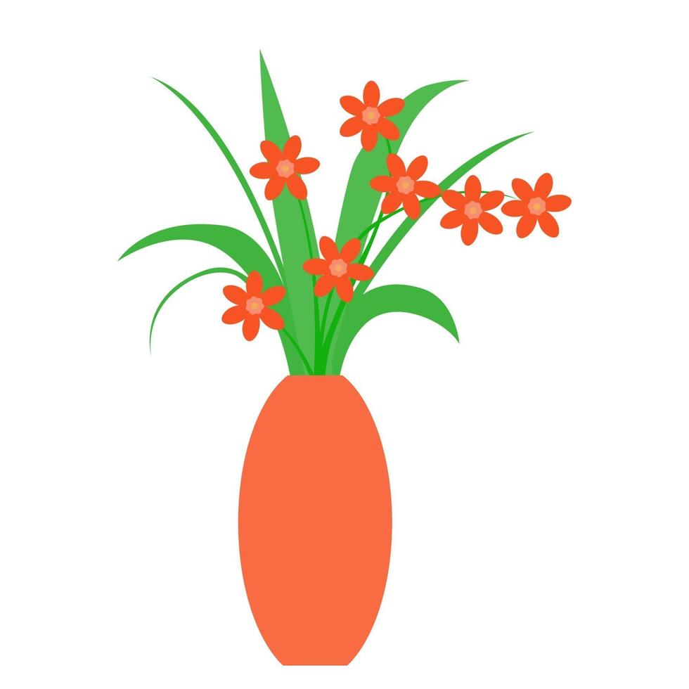 A bright bouquet of flowers in a vase. vector