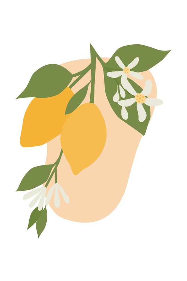 Yellow lemons on an abstract background. vector