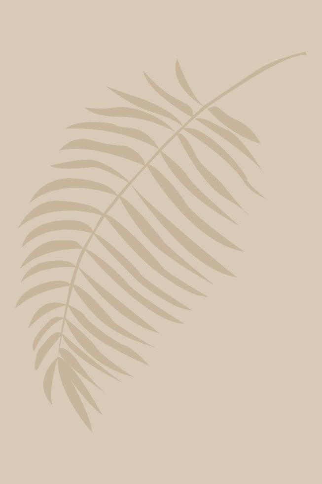 Minimalistic landscape with a tropical palm leaf. vector