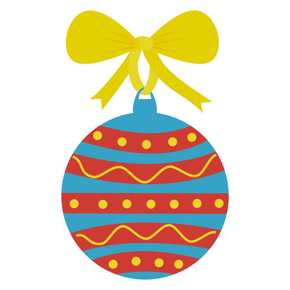 Colorful Christmas ball with a yellow bow. vector