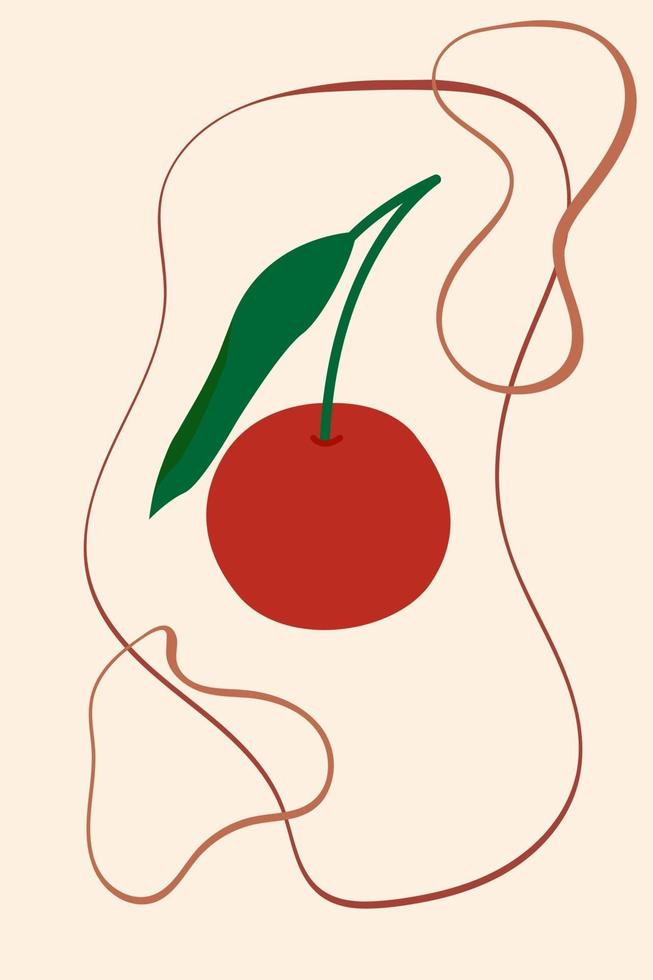 Cherry berry on an abstract background. vector