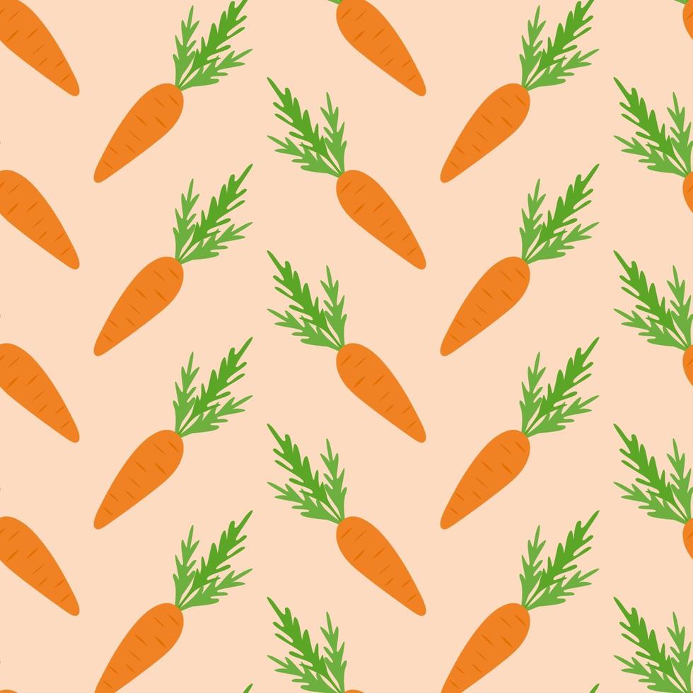 Vegetable children's pattern of carrots on a beige background. vector