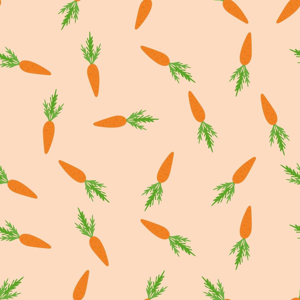 Vegetable pattern of beige background, carrot. vector