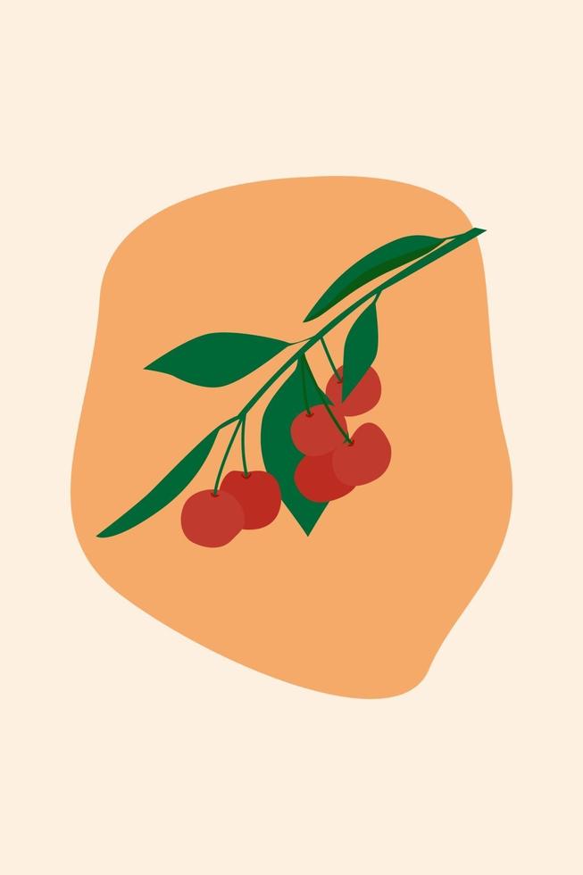 A set of minimalistic cherry berries. vector