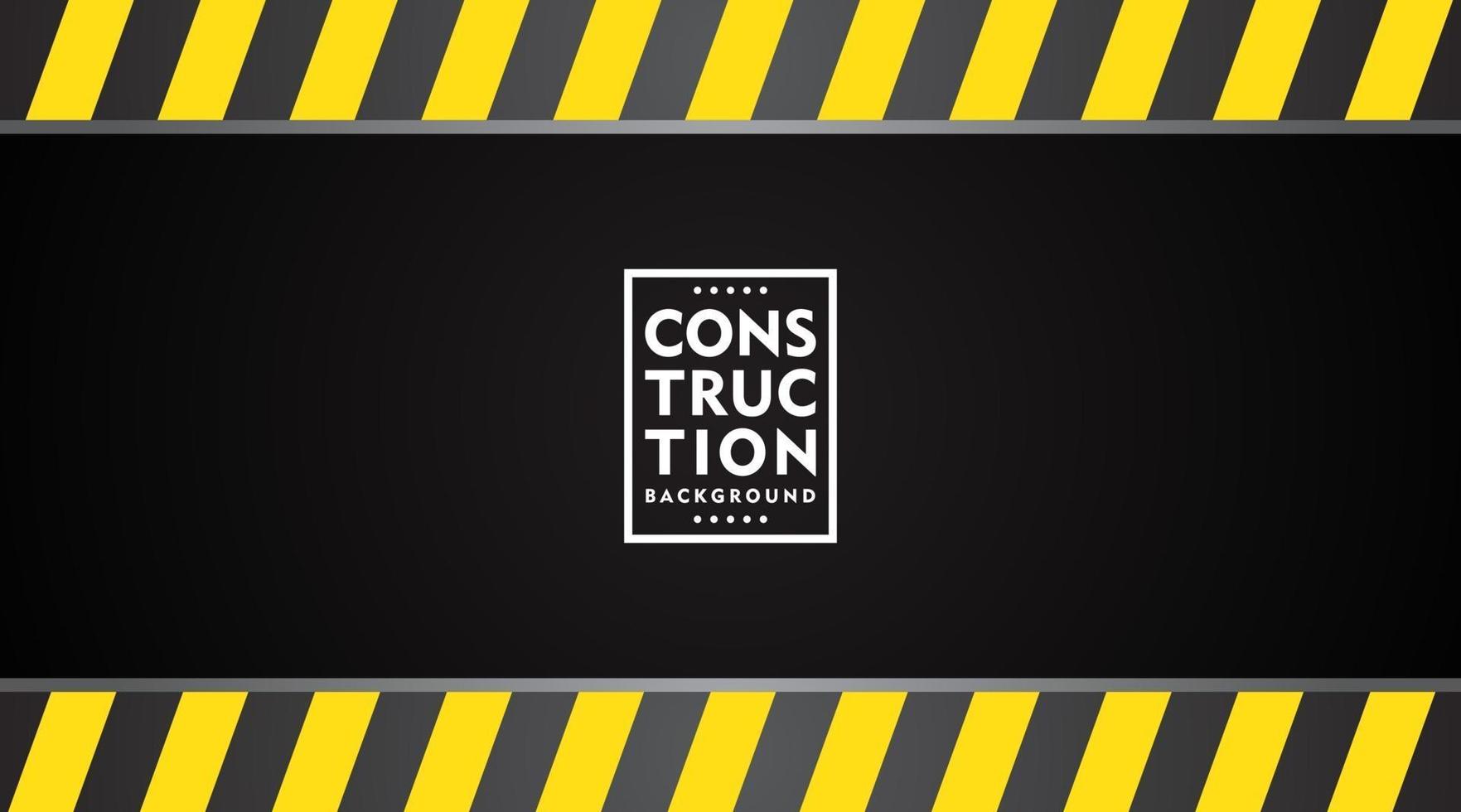 Under construction website page with black and yellow striped borders vector