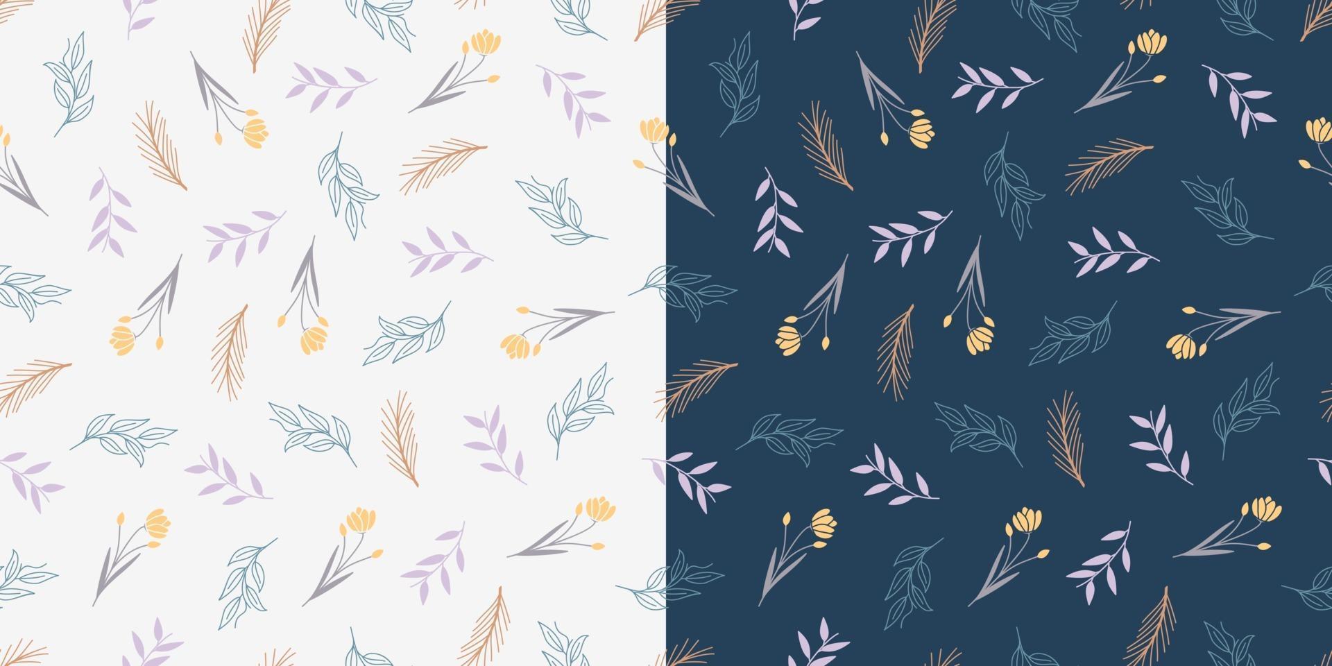 Beautiful minimalist leaves and flower seamless pattern vector