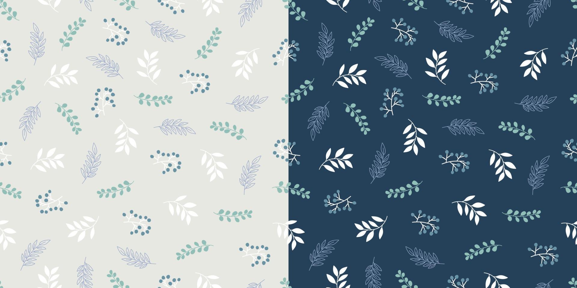 Beautiful pastel and navy botanical leaves seamless pattern vector