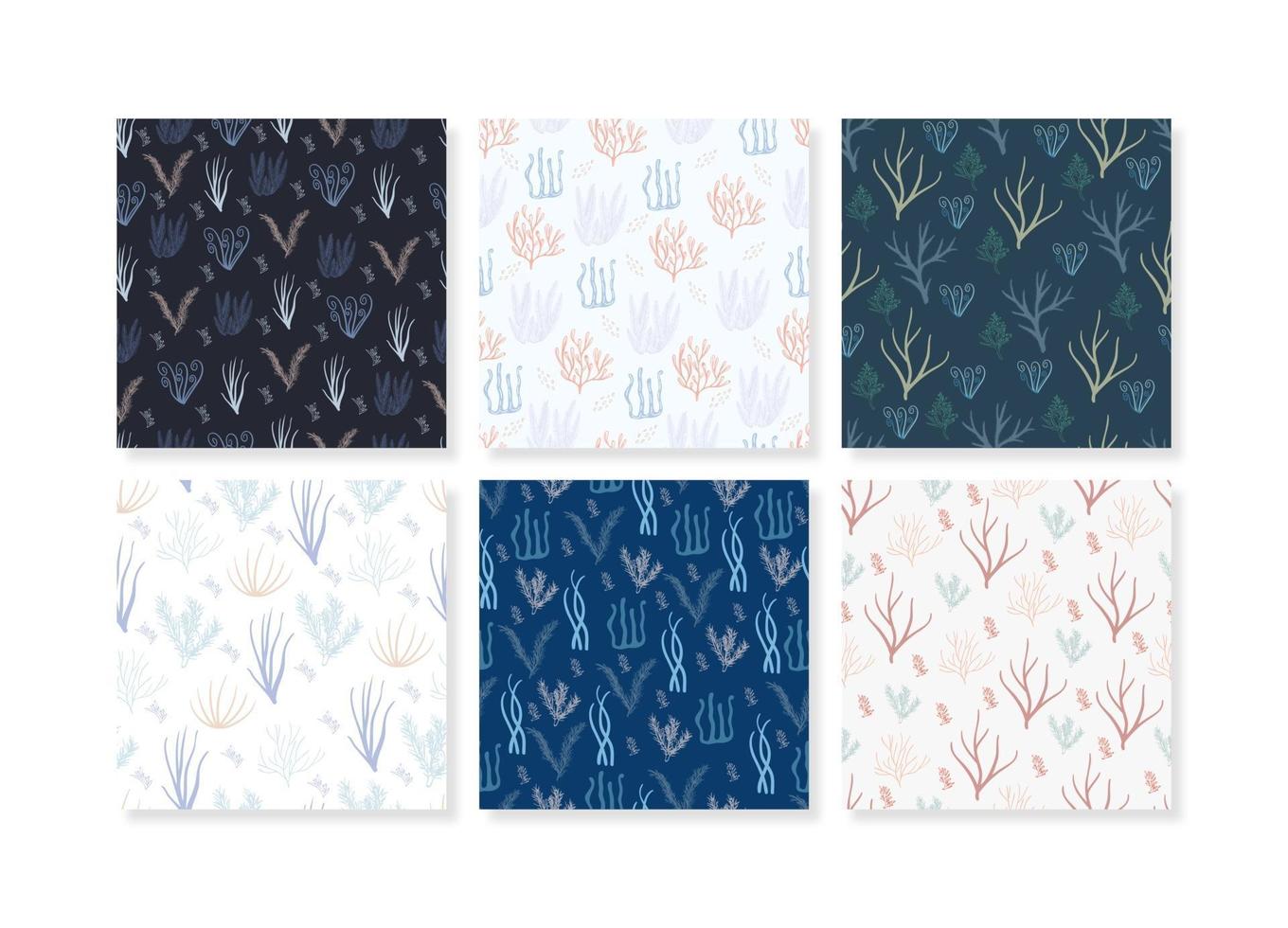 Collection of elegant and beautiful coral seamless pattern vector