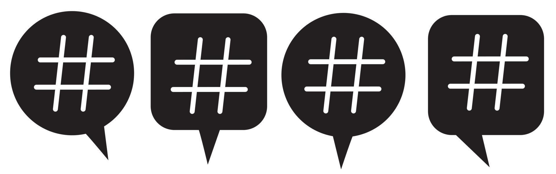 icono de hashtag en burbuja. colección de símbolos hashtag. iconos hash. vector