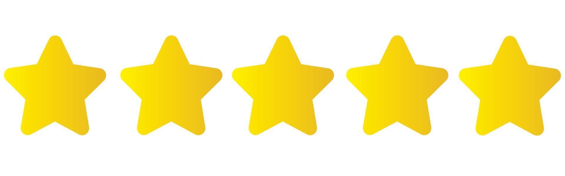 Five stars. 5 Star icon set. Yellow isolated five stars. vector