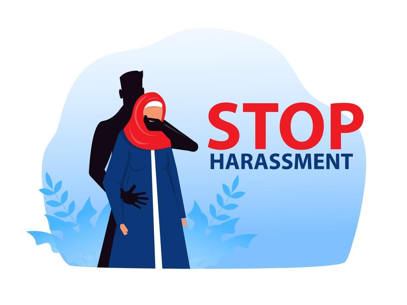Muslim woman with stop harassment and abuse no sexual violence vector
