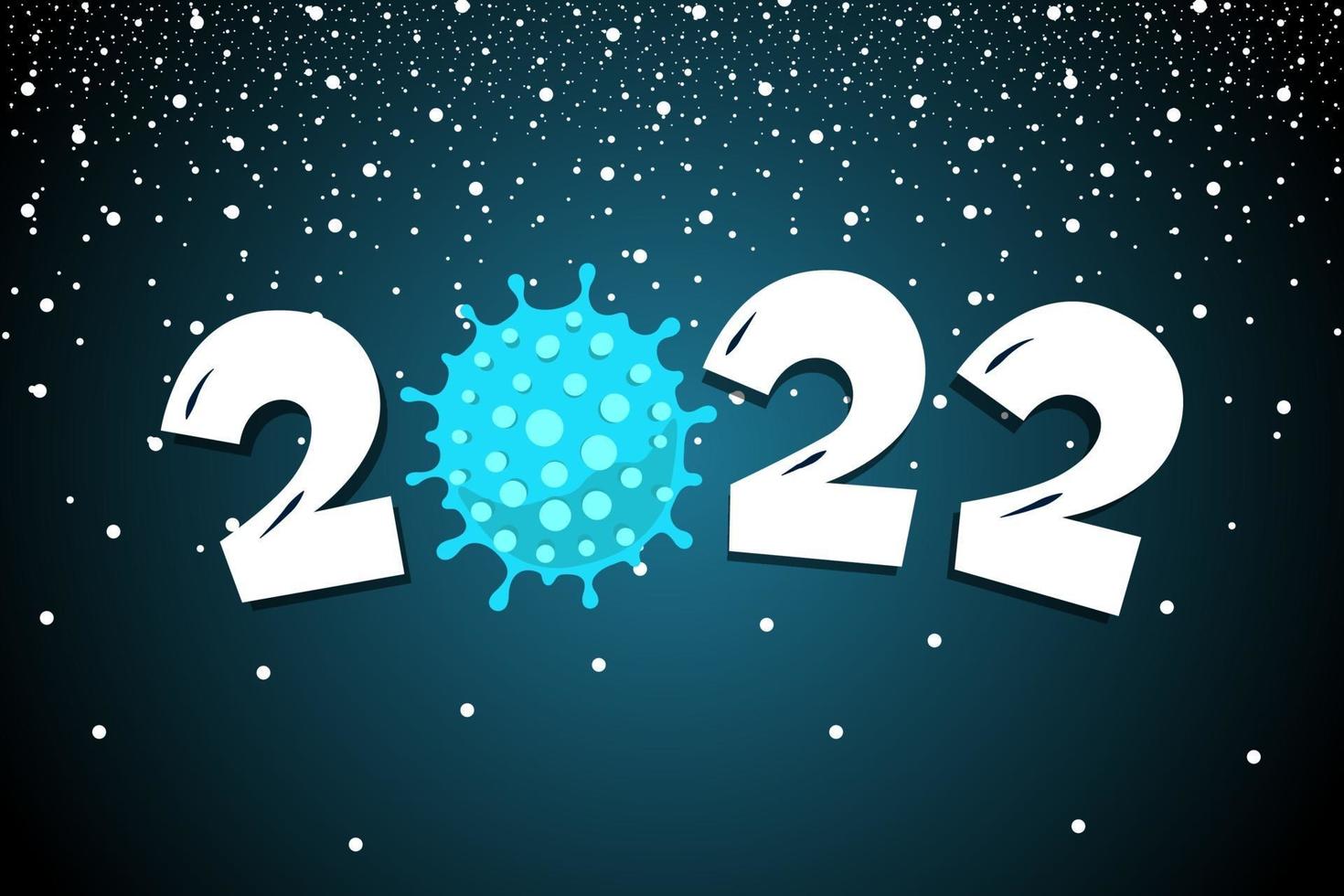 feliz año nuevo 2022 número con icono de epidemia de coronavirus covid-19 vector