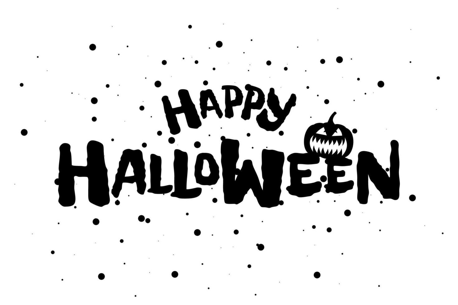 feliz texto de vacaciones de halloween con jack o lantern calabaza espeluznante vector