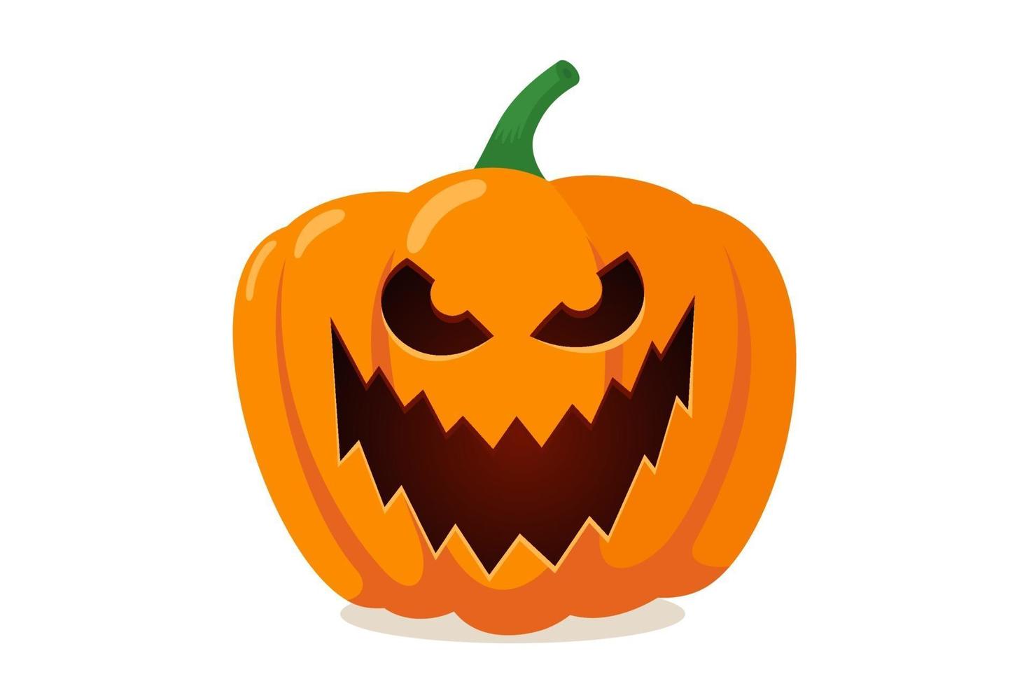 Scary spooky pumpkin jack-o-lantern with creepy smile. Happy halloween vector