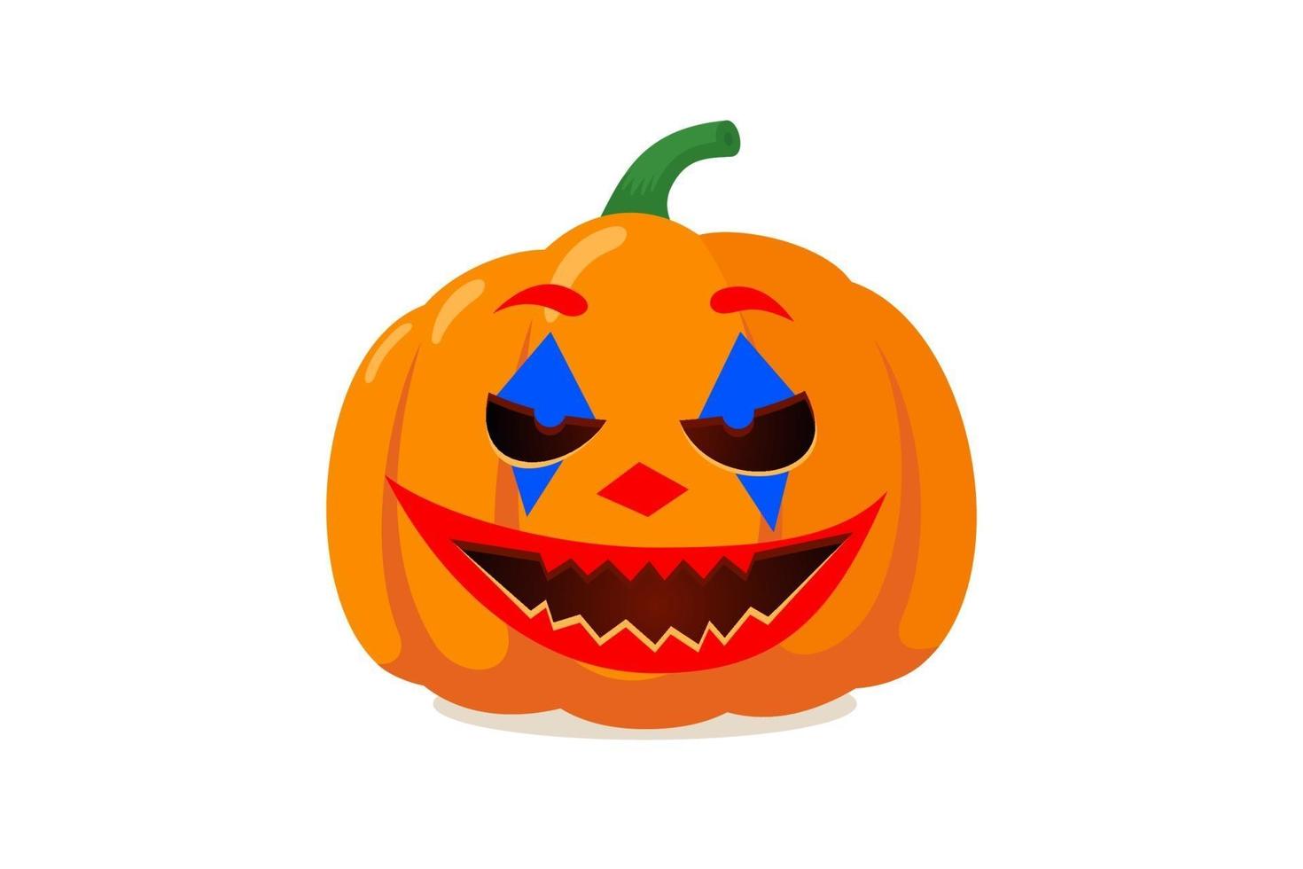 Halloween spooky pumpkin jack o lantern with creepy joker clown smile vector
