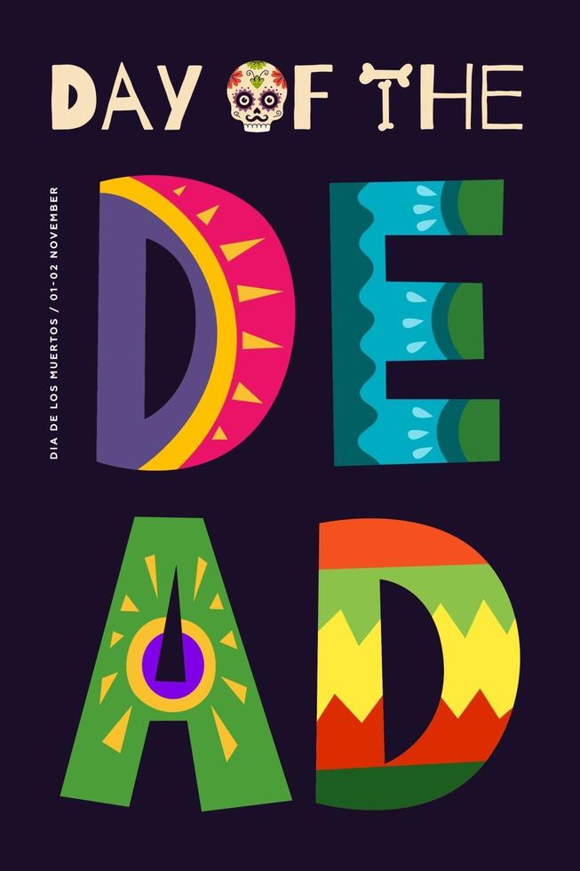 Mexican Day of the Dead carnival vector poster. Dia de Los Muertos
