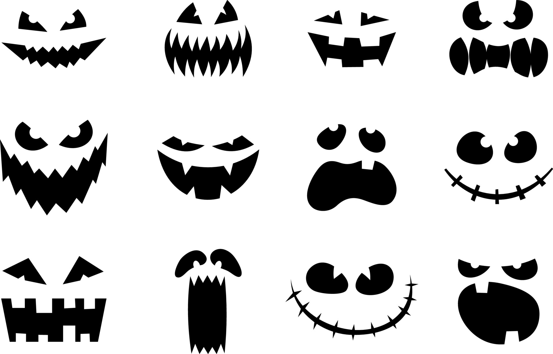 Halloween monster jack lantern pumpkin carved scary face 3170400 Vector ...