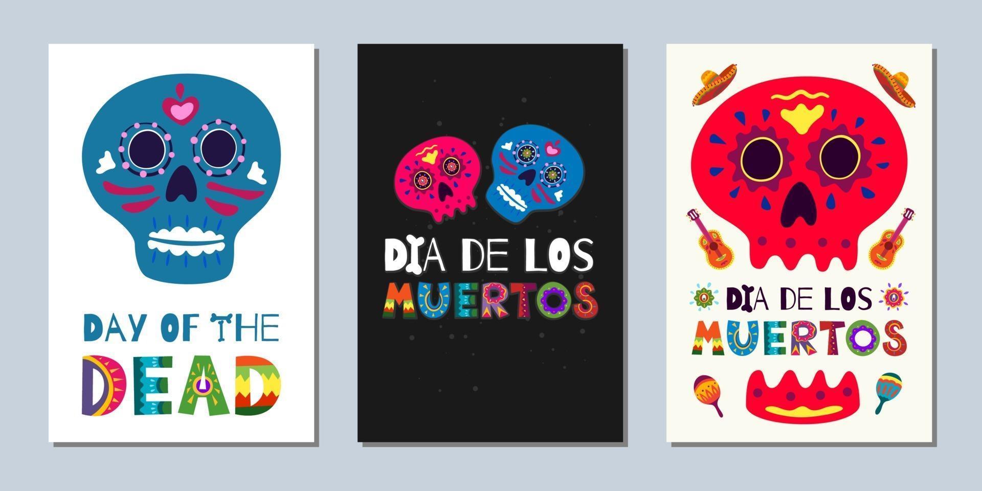 Dia de Los Muertos banners. National festival greeting cards vector