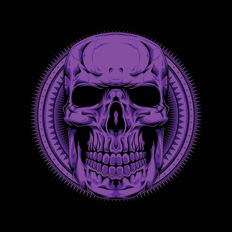 Purple skull with ornament on the back vector artwork