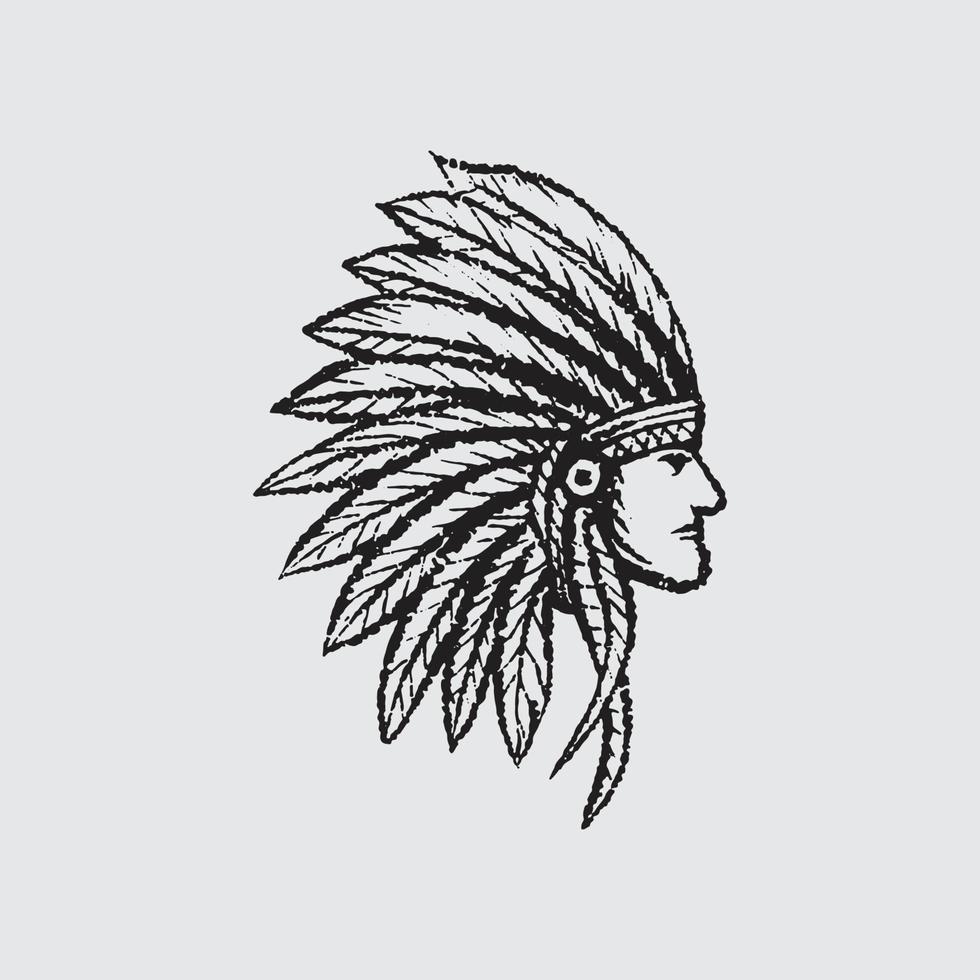 Indian chief head vector