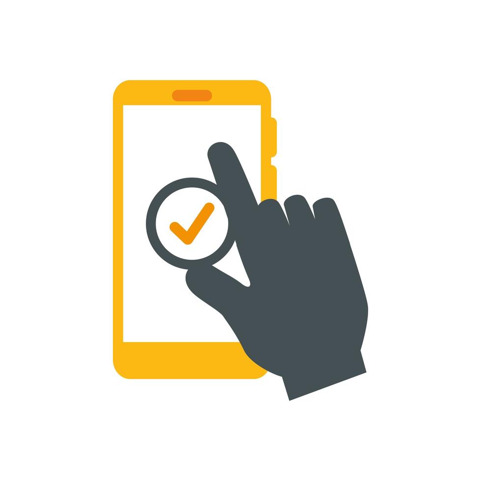 hand user app in smartphone isolated icon vector