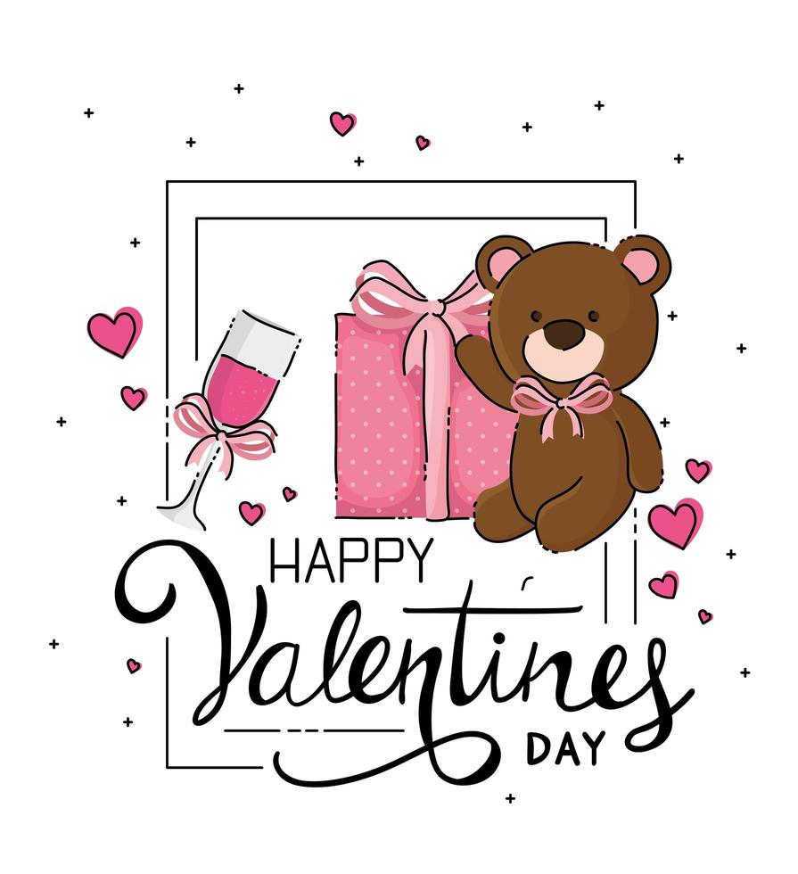 happy valentines day card with decoration vector
