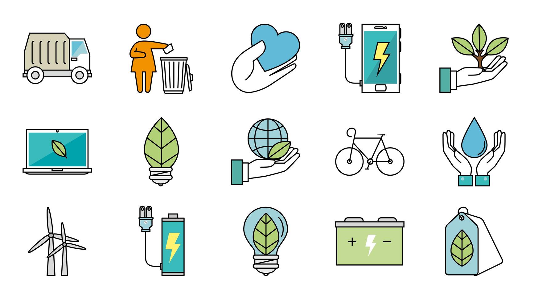 bundle of ecology set icons vector