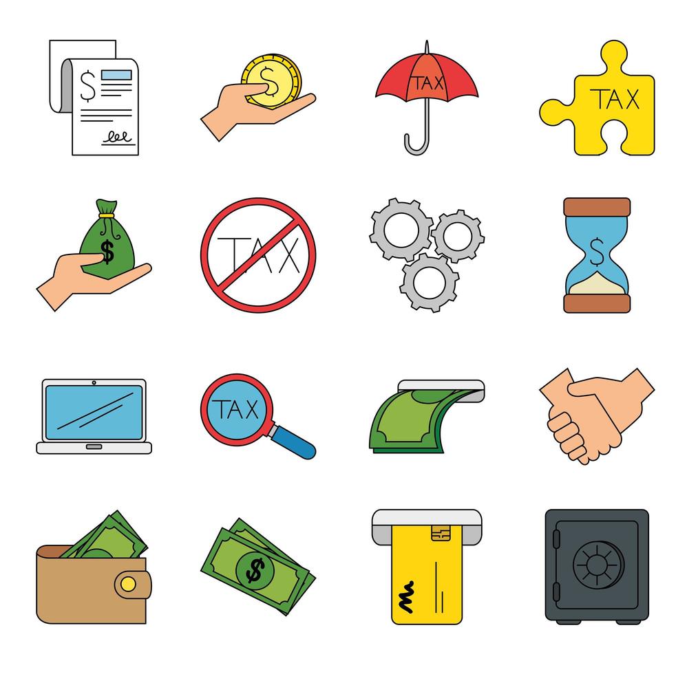 Isolated money and tax icon set vector design