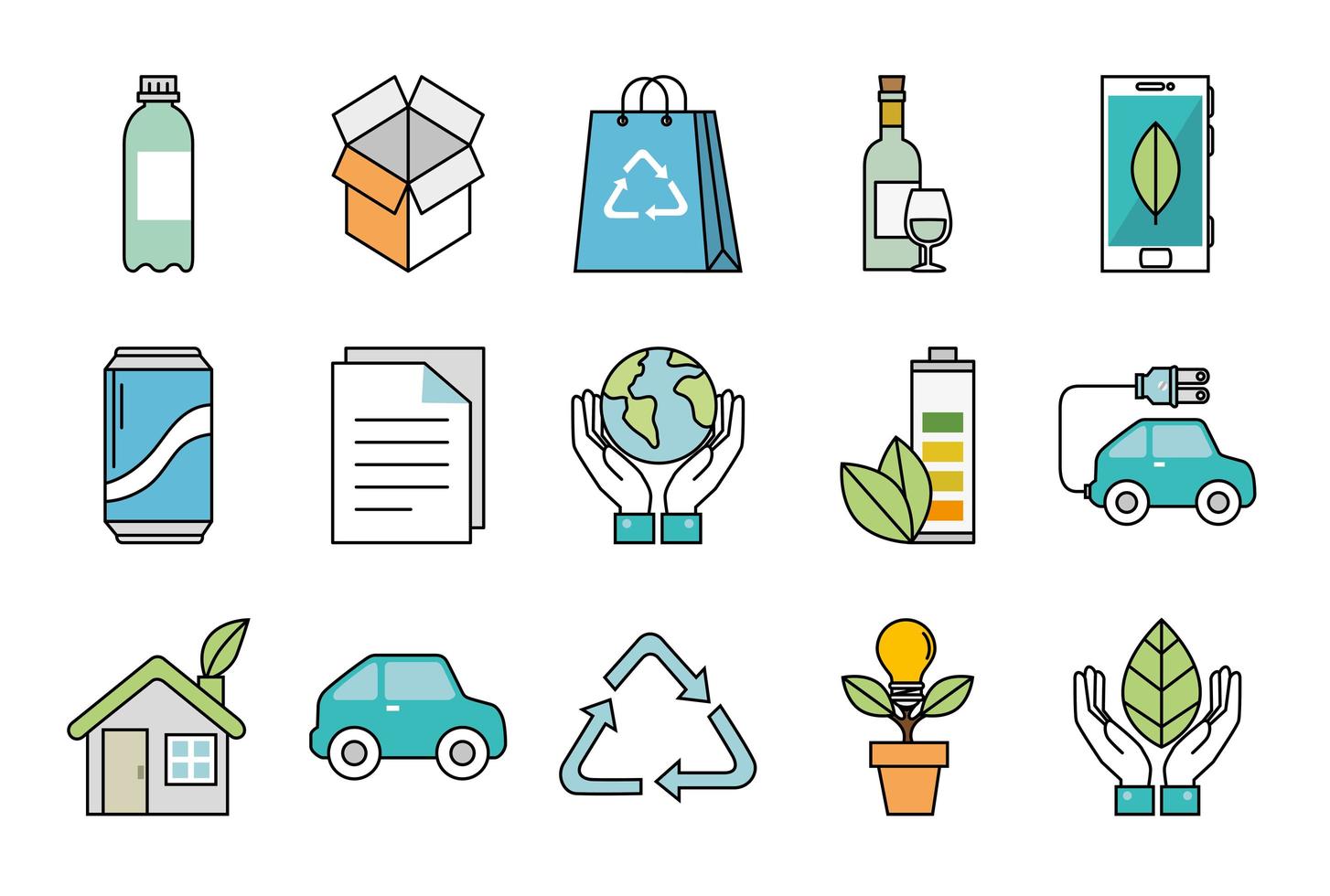 bundle of ecology set icons vector