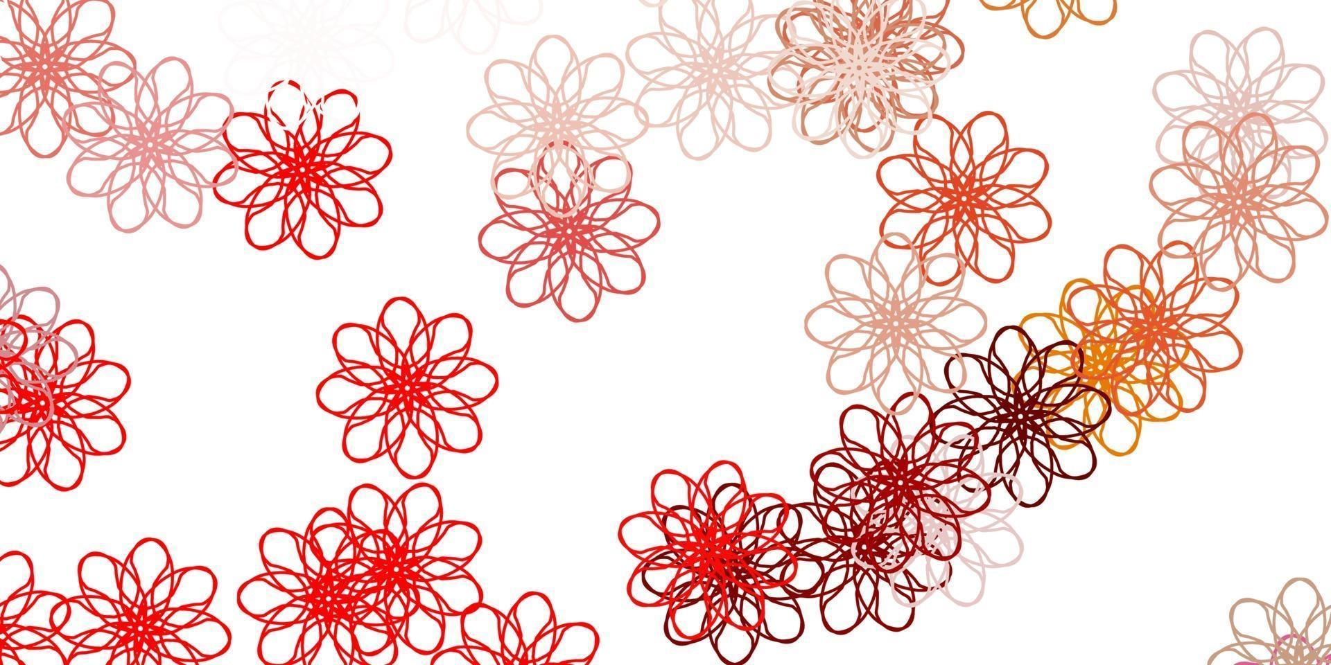 Light Red, Yellow vector doodle background with flowers.