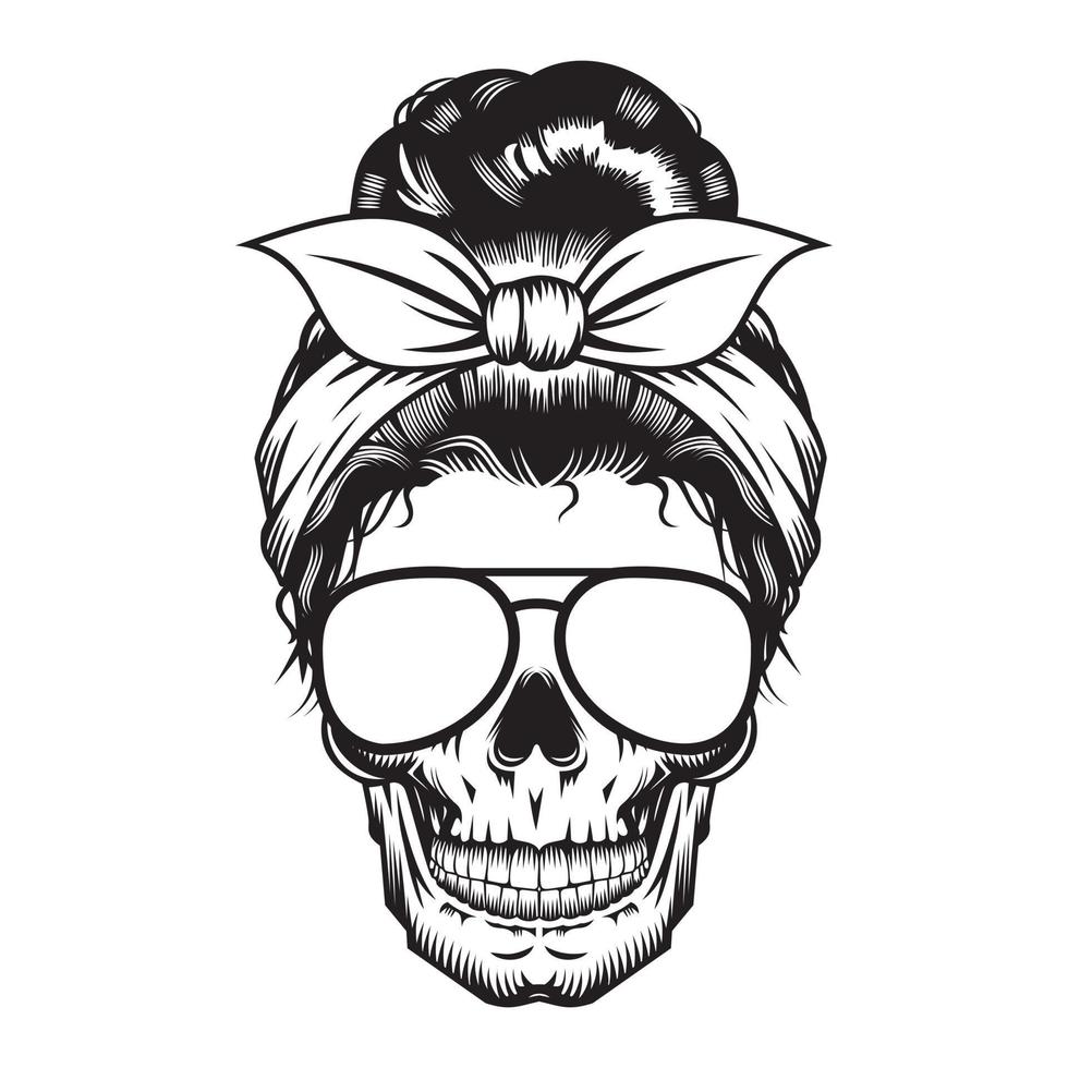 diseño de cabeza de mamá de calavera. Víspera de Todos los Santos. vector de cabeza de calavera