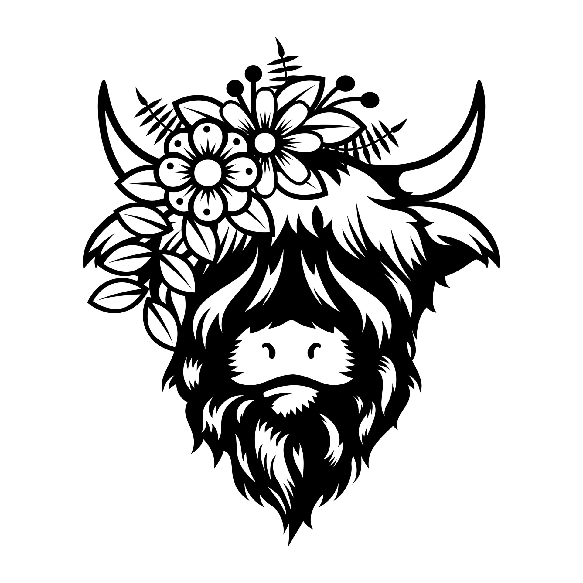 Highland Cow Lady Head Design On White Background Farm Animal vector highland-cow-lady-head-design-on-white-background-farm-animal-vector