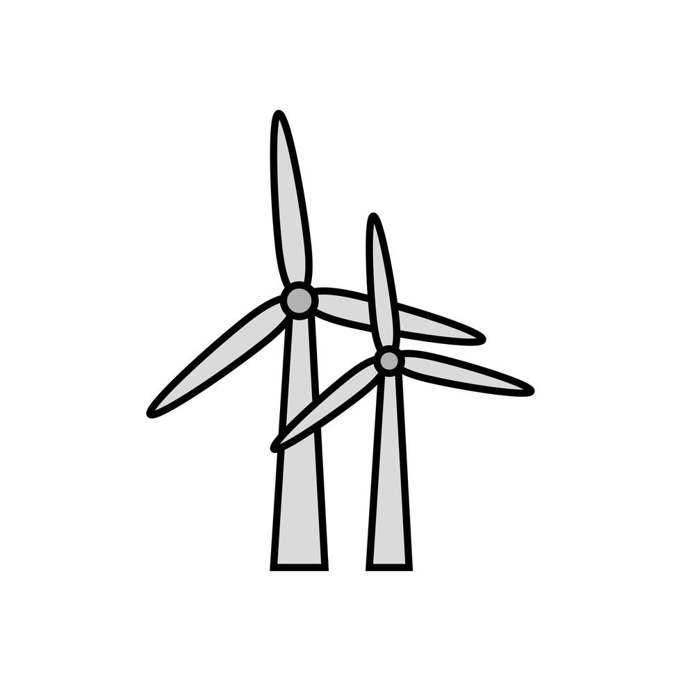 Molino de viento generador de turbina icono aislado vector
