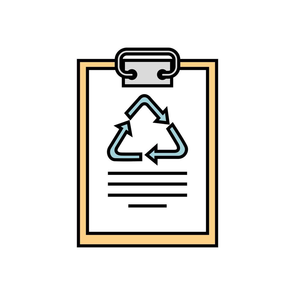 clipboard and paper with arrows symbol recycle vector