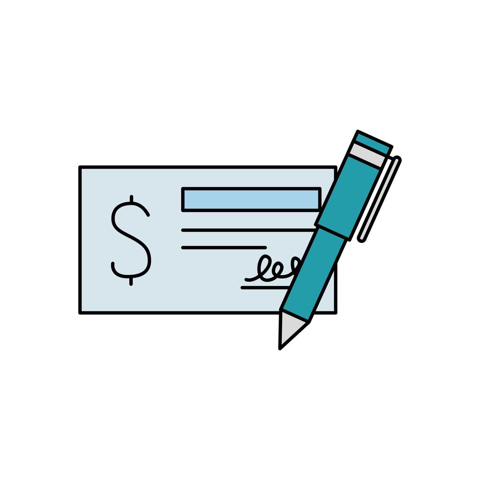 Isolated money check and pen vector design