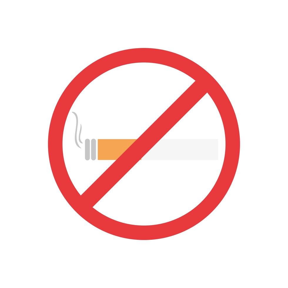 Diseño de vector de señal prohibida de cigarrillo aislado